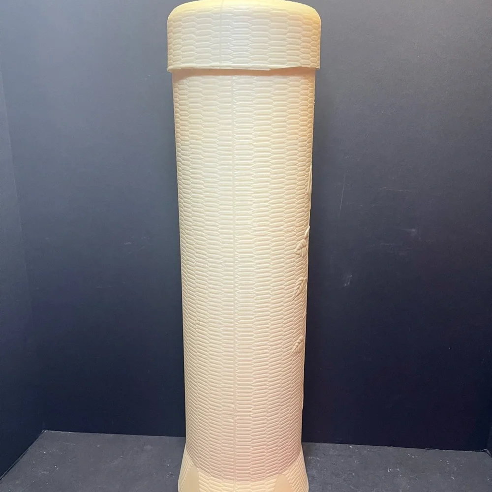 Vintage Tall Plastic Paper Holder Canister w Lid Roses 60’s-70’s